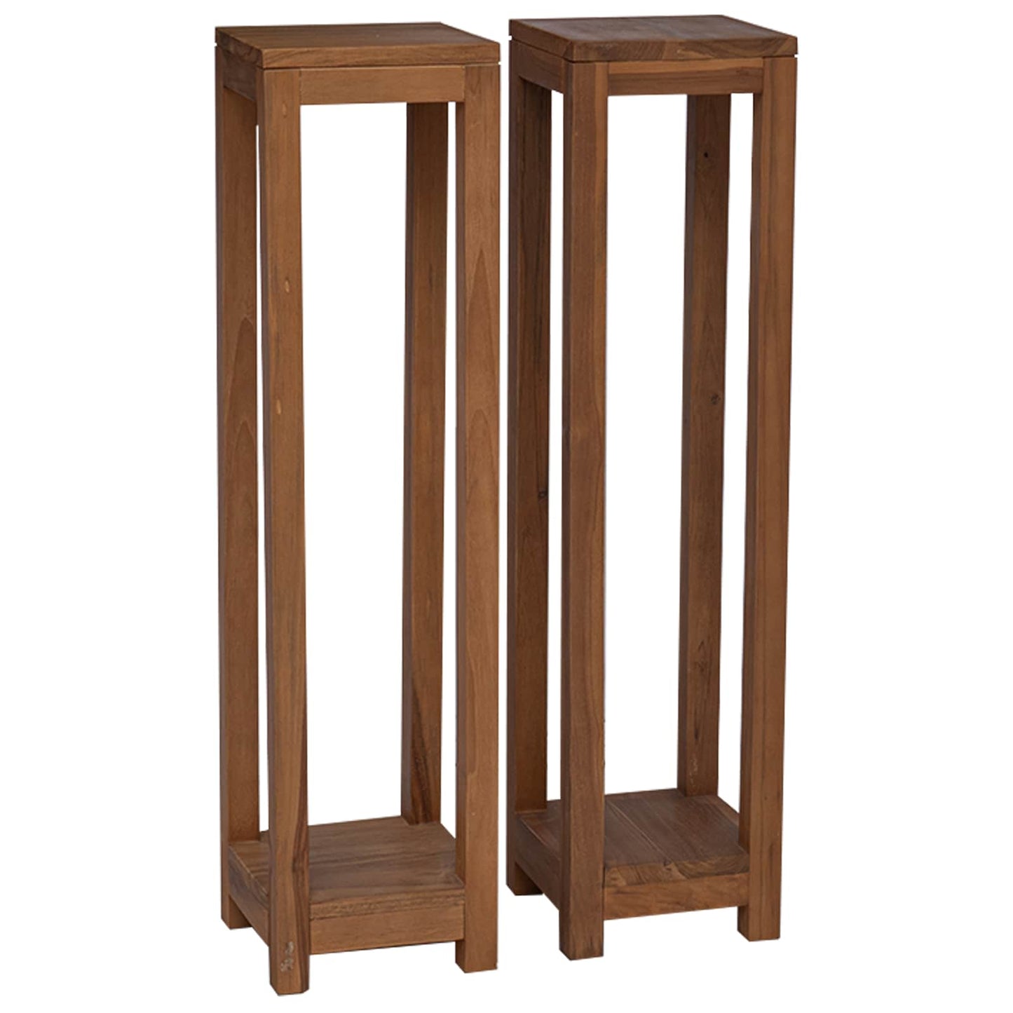 Planteholder 2 stk. Naturlig 25 x 25 x 100 cm Massivt Teaktre