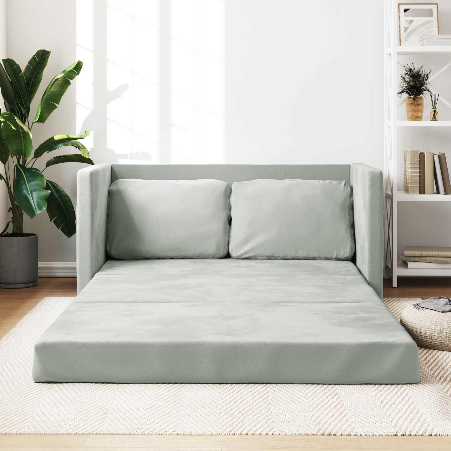 Sammenleggbar Sofa seng Lysegrå 122 x 70 x 60 cm Fløyel