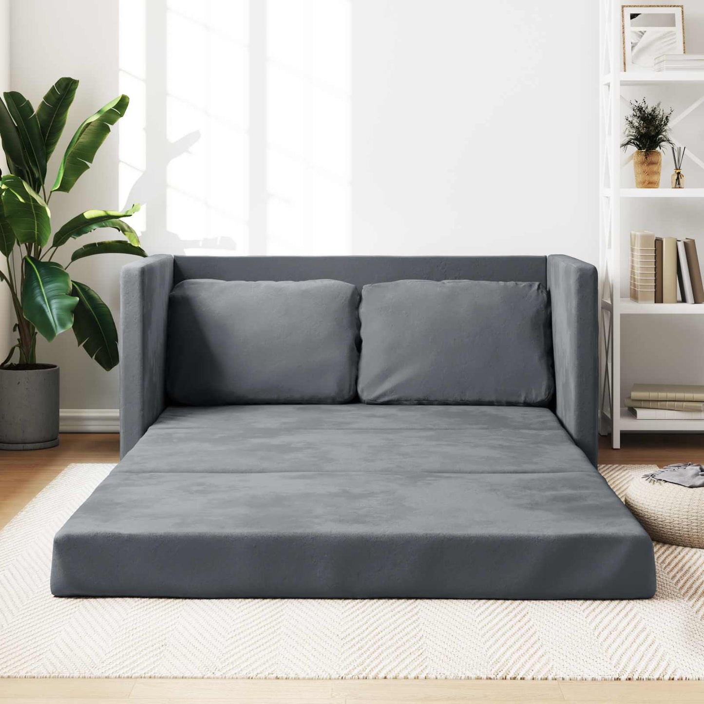 Sammenleggbar Sofa seng Mørkegrå 122 x 70 x 60 cm Fløyel