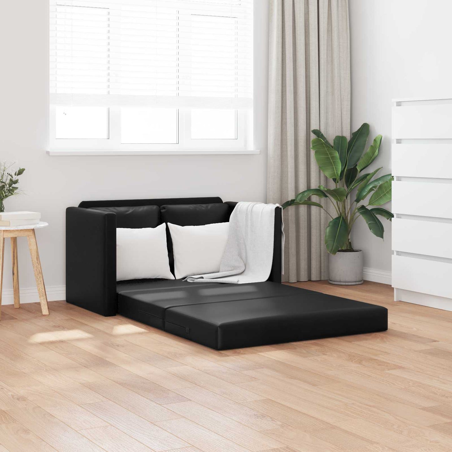 Sammenleggbar Sofa seng Svart 112 x 60 x 55 cm PVC vidaXL