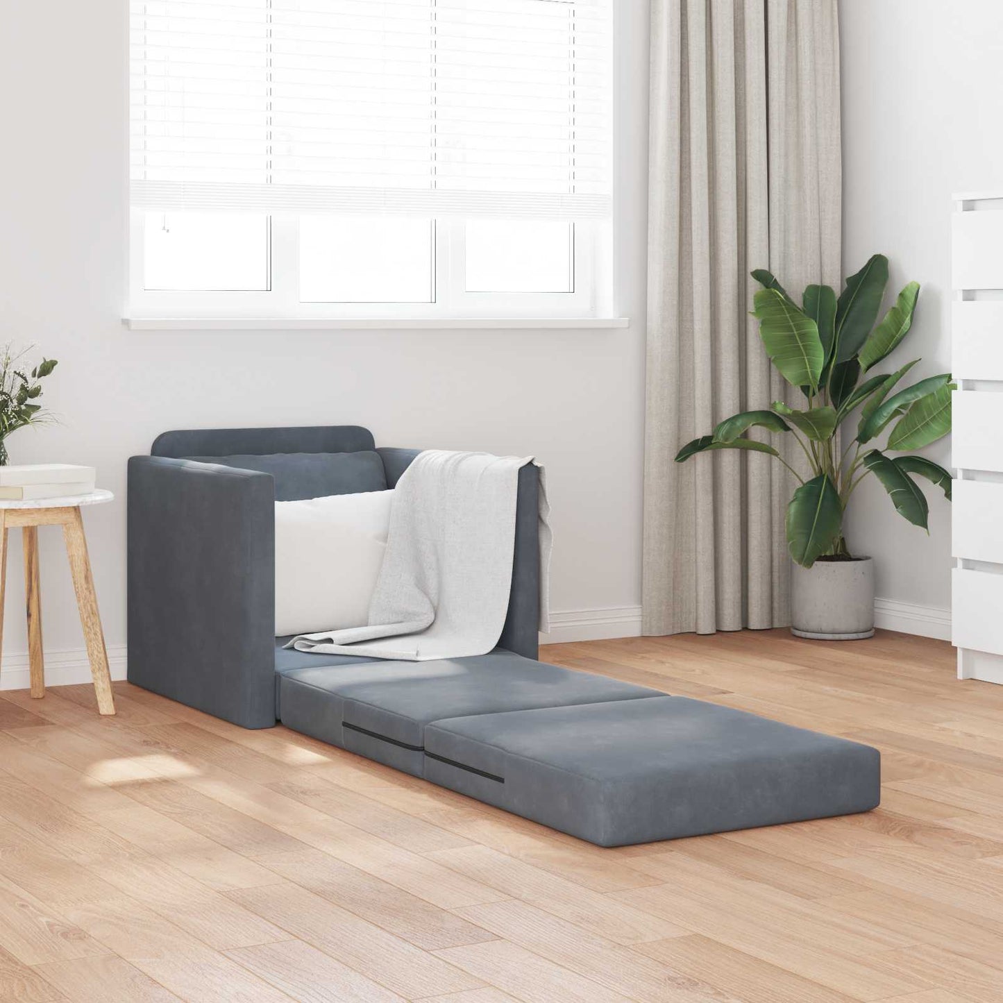 Sammenleggbar Sofa seng Mørkegrå 74 x 77 x 81 cm Fløyel