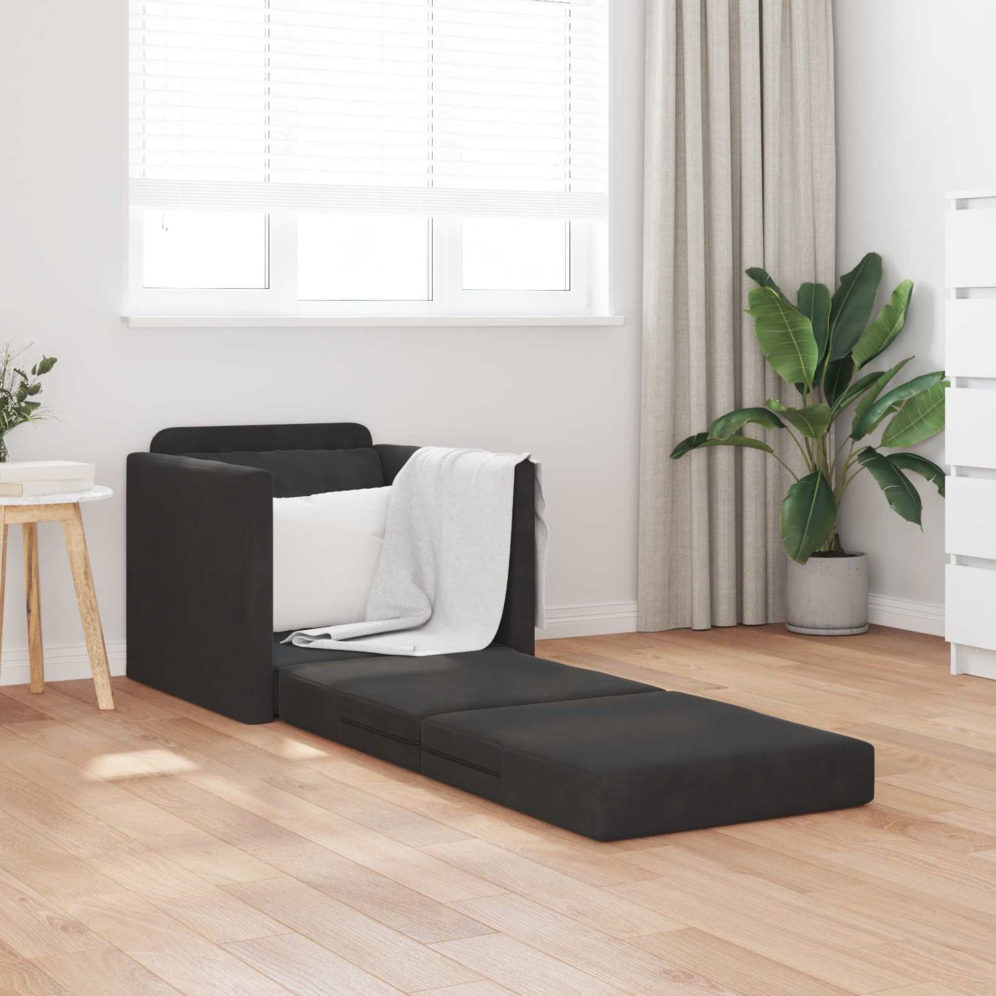 Sammenleggbar Sofa seng Svart 74 x 77 x 81 cm Fløyel