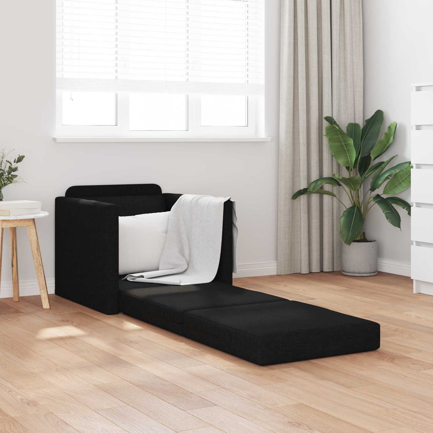 Sammenleggbar Sofa seng Svart 74 x 77 x 81 cm stoff