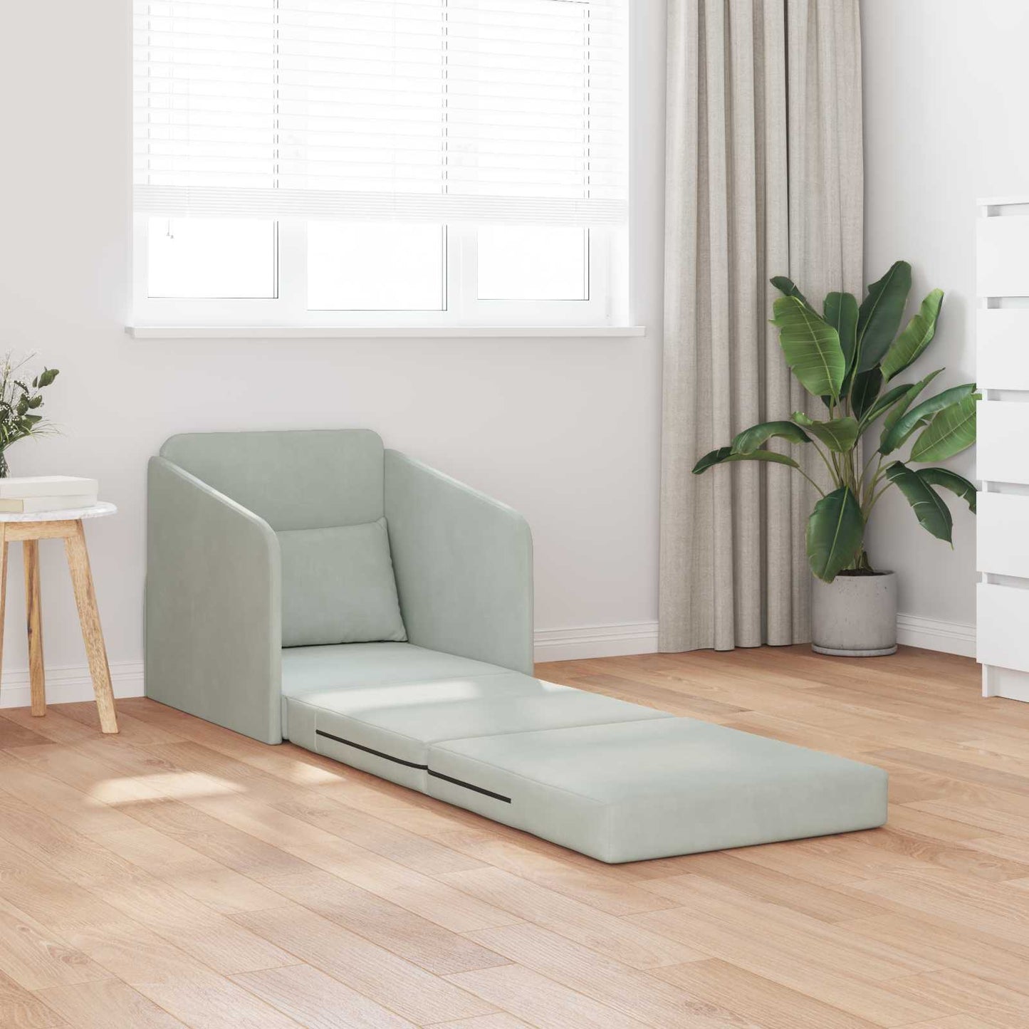 Sammenleggbar Sofa seng Lysegrå 65 x 80 x 83 cm Fløyel