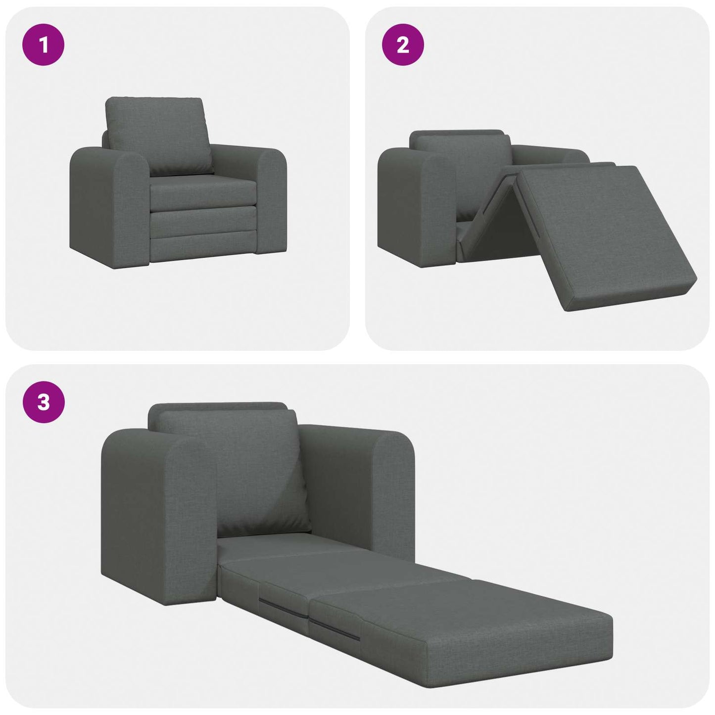 Sammenleggbar Sofa seng Mørkegrå 98 x 71 x 83 cm stoff
