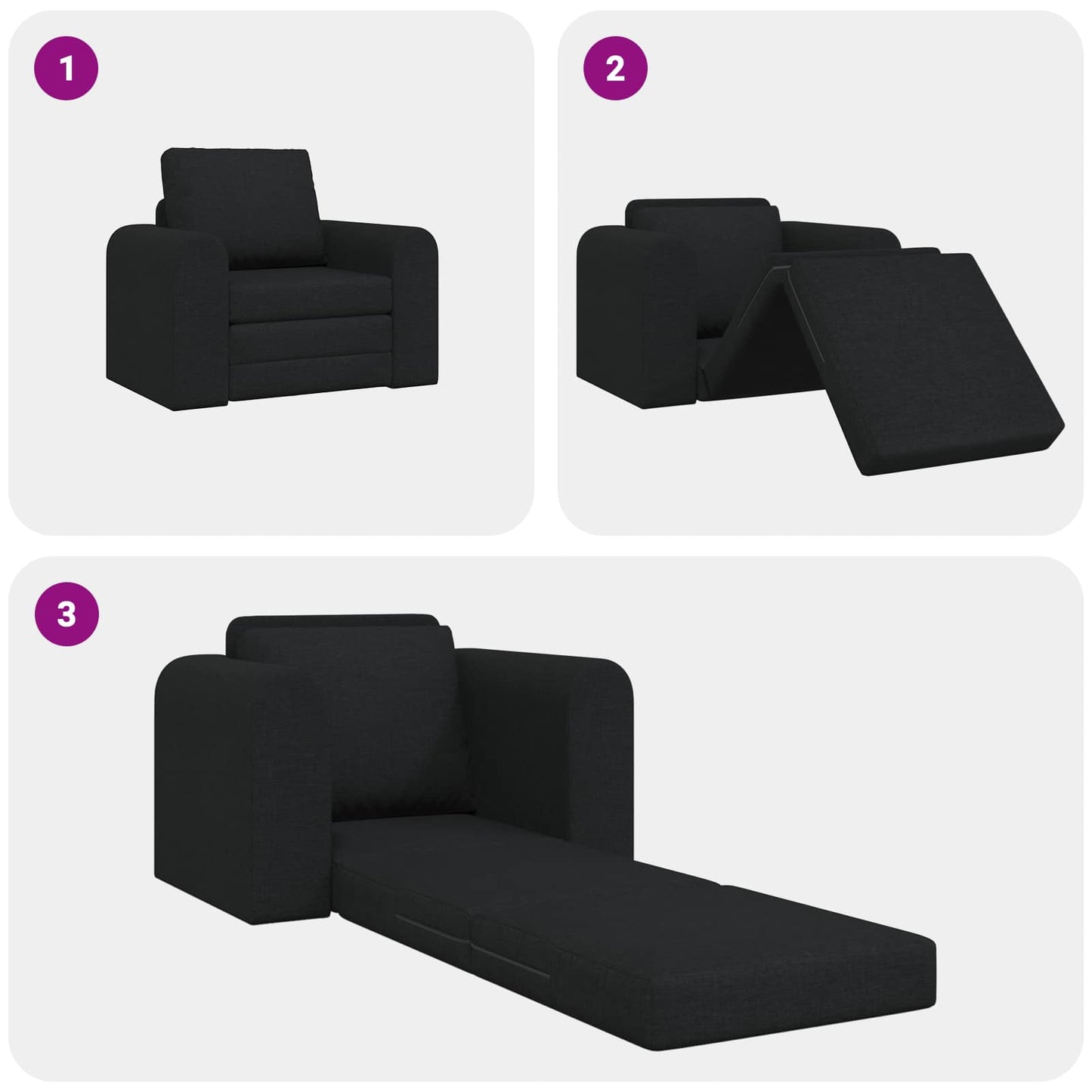 Sammenleggbar Sofa seng Svart 98 x 71 x 83 cm stoff