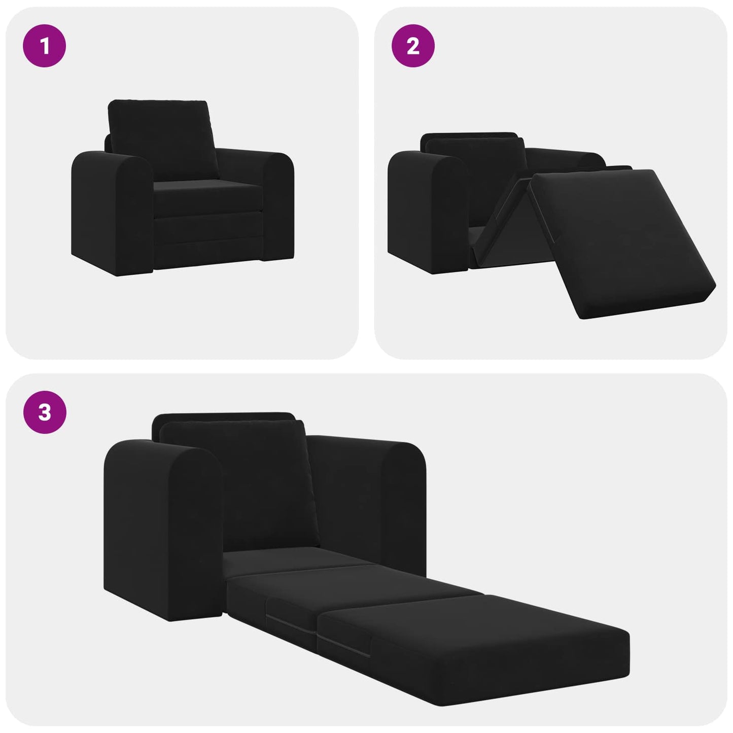 Sammenleggbar Sofa seng Svart 98 x 71 x 83 cm Fløyel