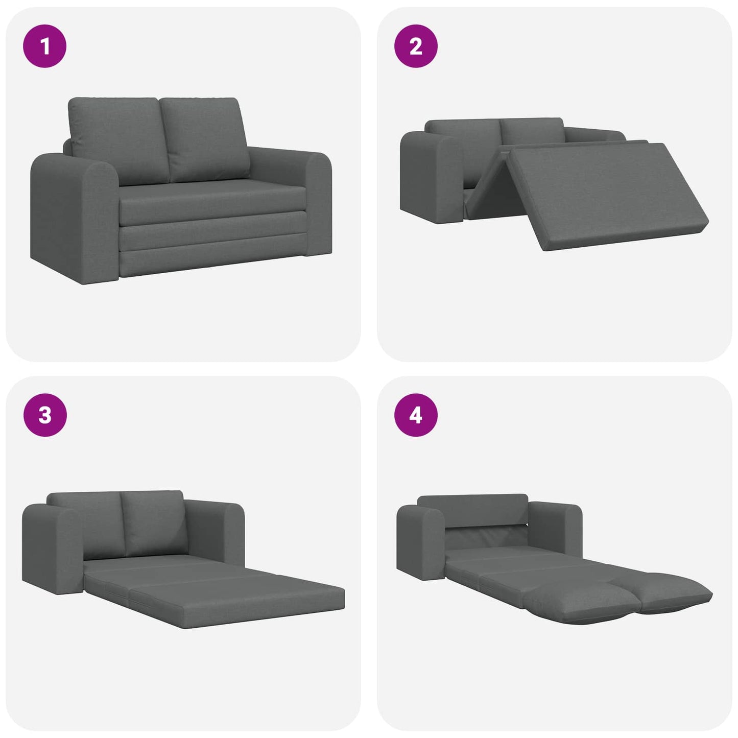 Sammenleggbar Sofa seng Mørkegrå 148 x 71 x 83 cm stoff