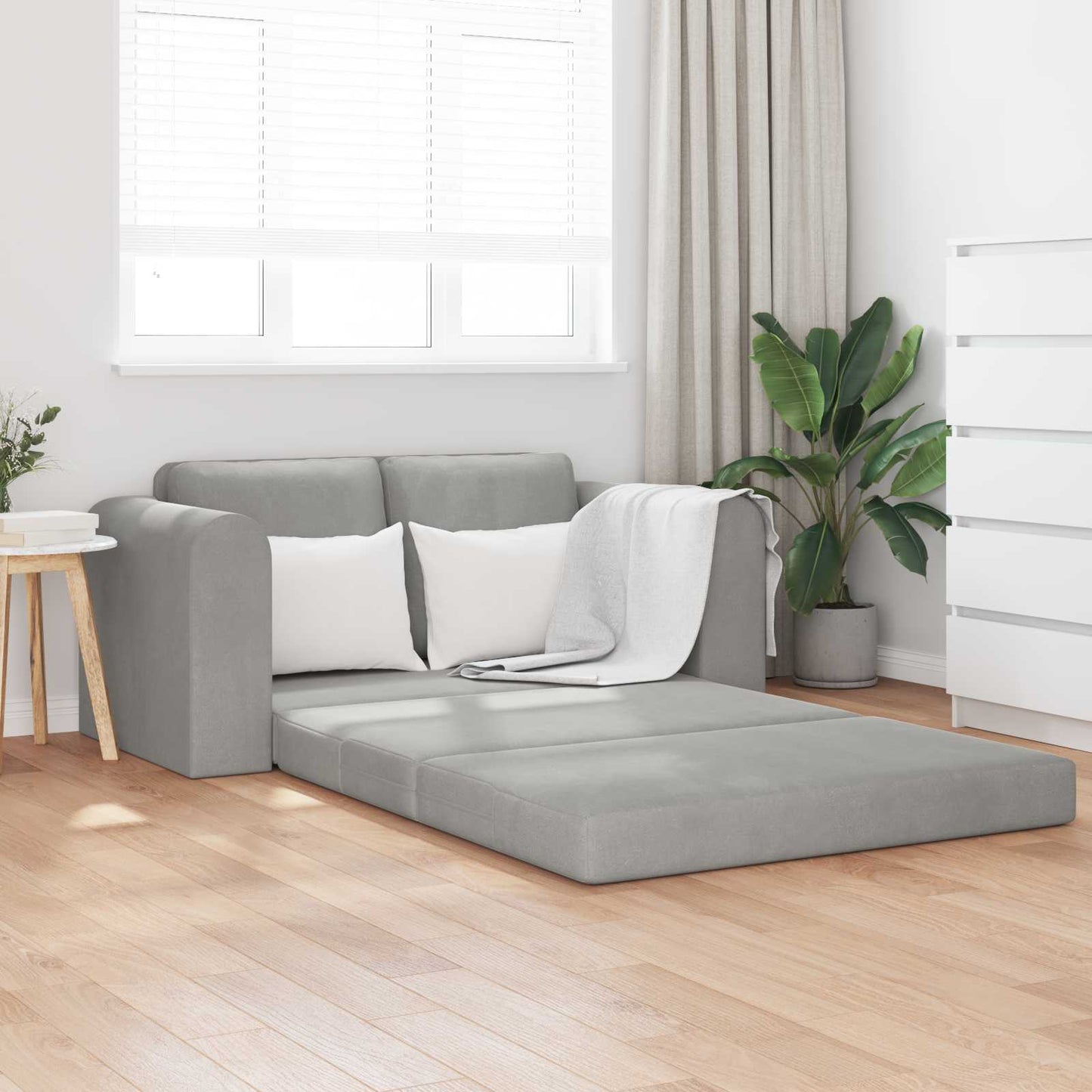 Sammenleggbar Sofa seng Lysegrå 148 x 71 x 83 cm Fløyel