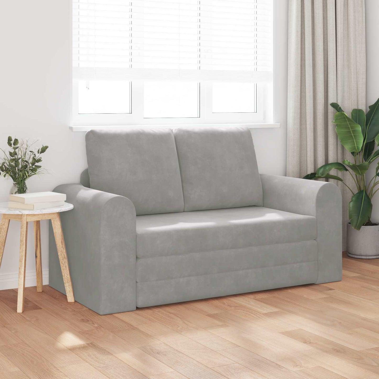 Sammenleggbar Sofa seng Lysegrå 148 x 71 x 83 cm Fløyel