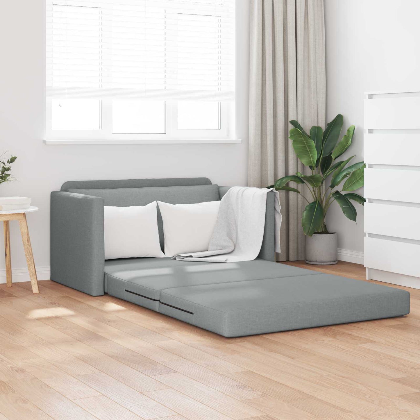 2-seters sammenleggbart sovesofa Lysegrå 124 x 71 x 78 cm stoff