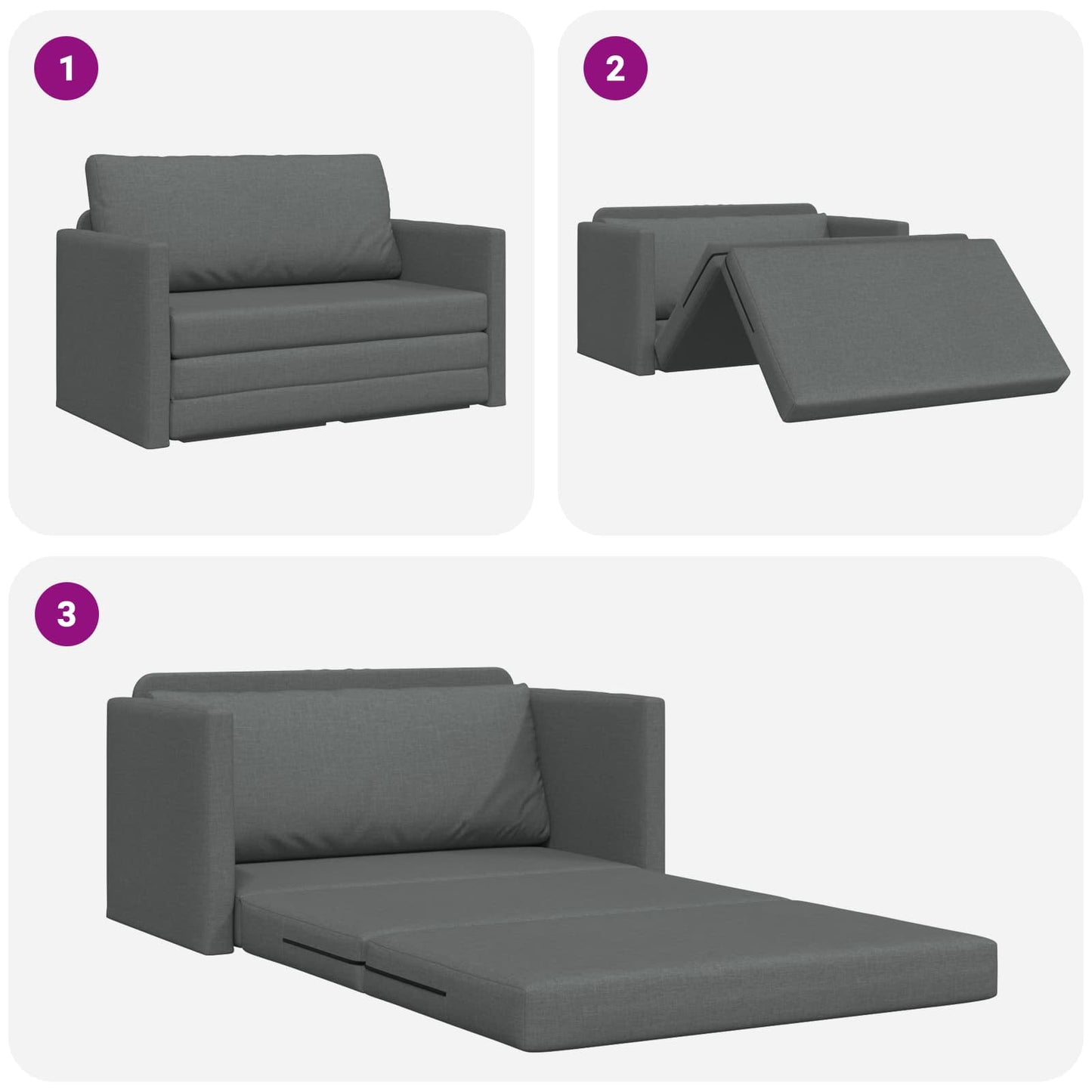 2-seters sammenleggbart sovesofa Mørkegrå 124 x 71 x 78 cm