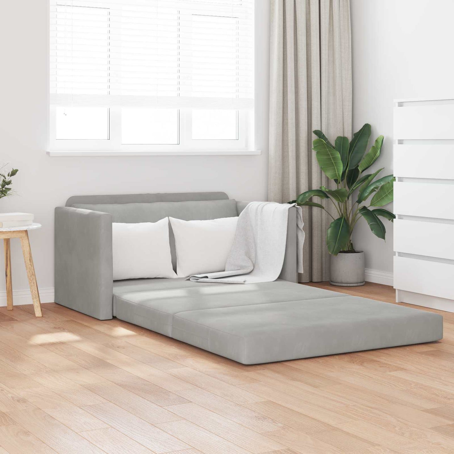 Sammenleggbar Sofa seng Lysegrå 124 x 71 x 78 cm Fløyel vidaXL
