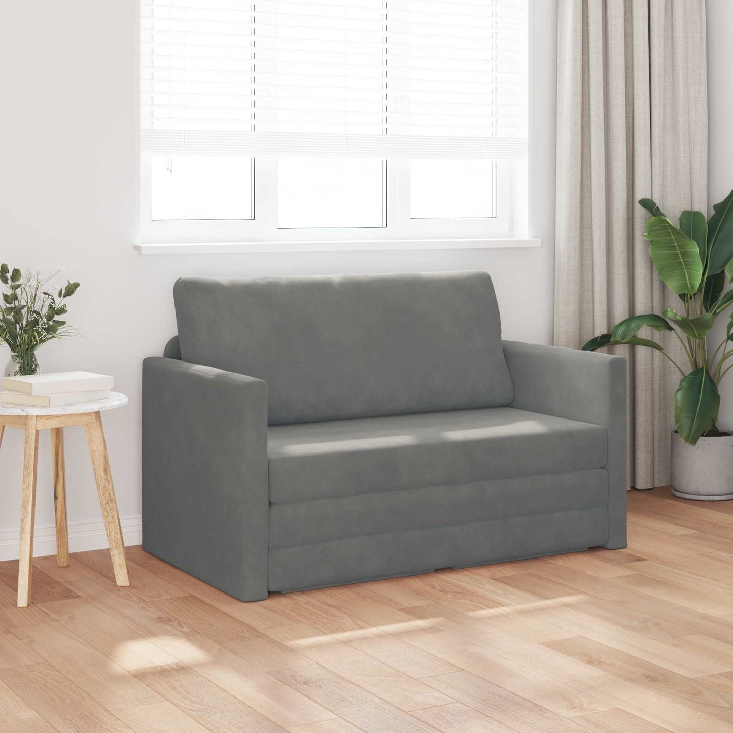Sammenleggbar Sofa seng Mørkegrå 124 x 71 x 78 cm Fløyel vidaXL