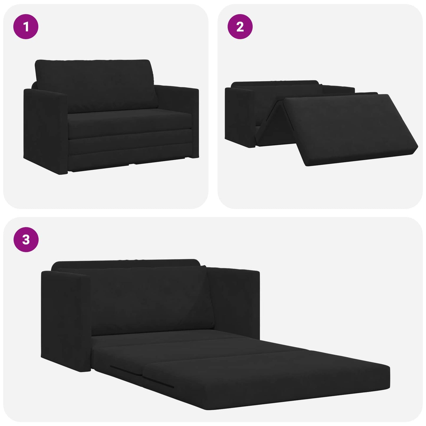 Sammenleggbar Sofa seng Svart 124 x 71 x 78 cm Fløyel