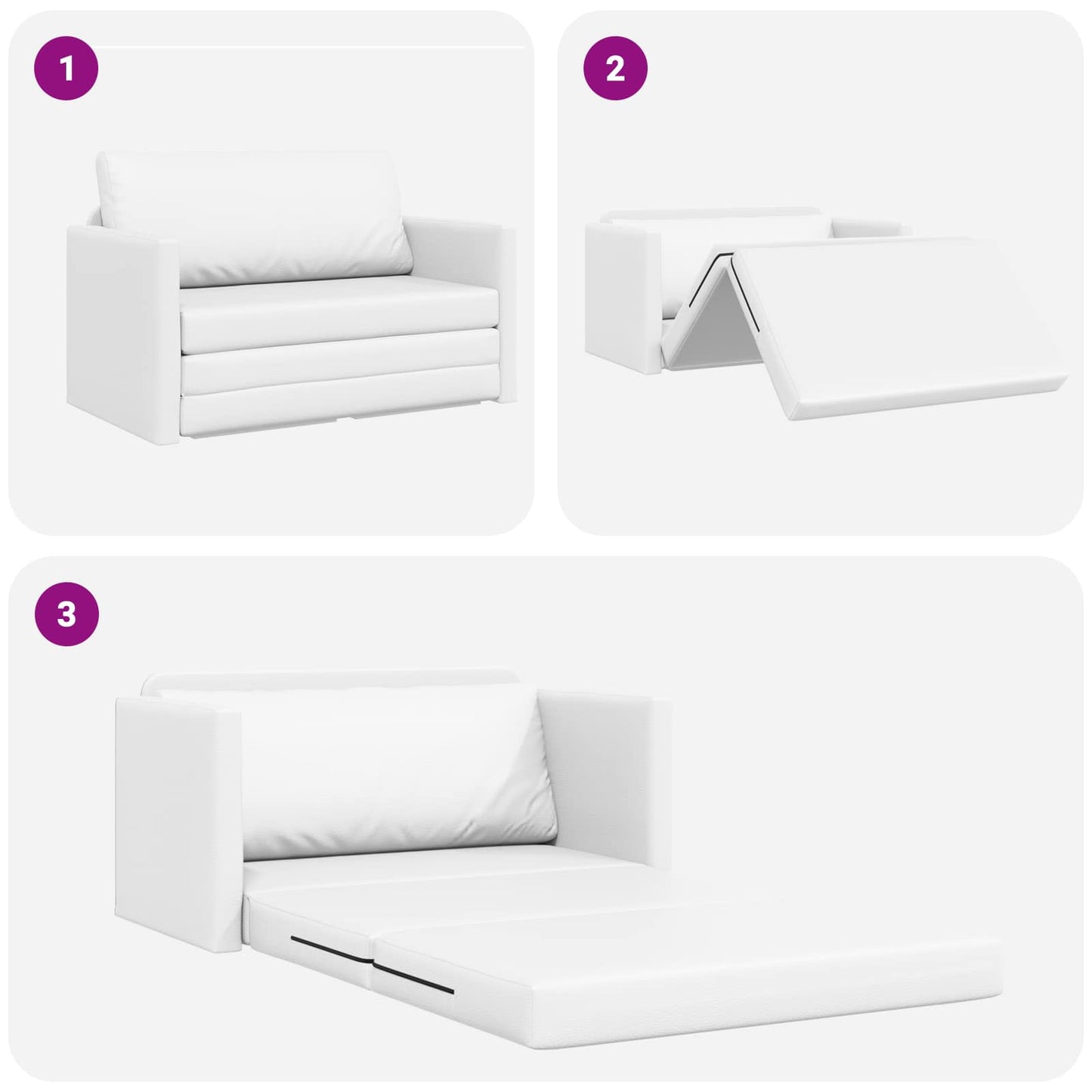 Sammenleggbar Sofa seng Hvit 124 x 71 x 78 cm Kunstlær