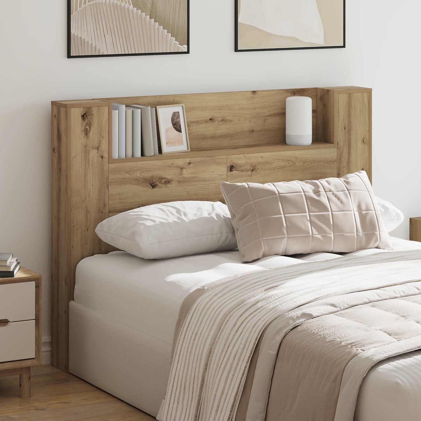 Hodegavlskap med LED Artisan Eik 140 x 16,5 x 103,5 cm vidaXL