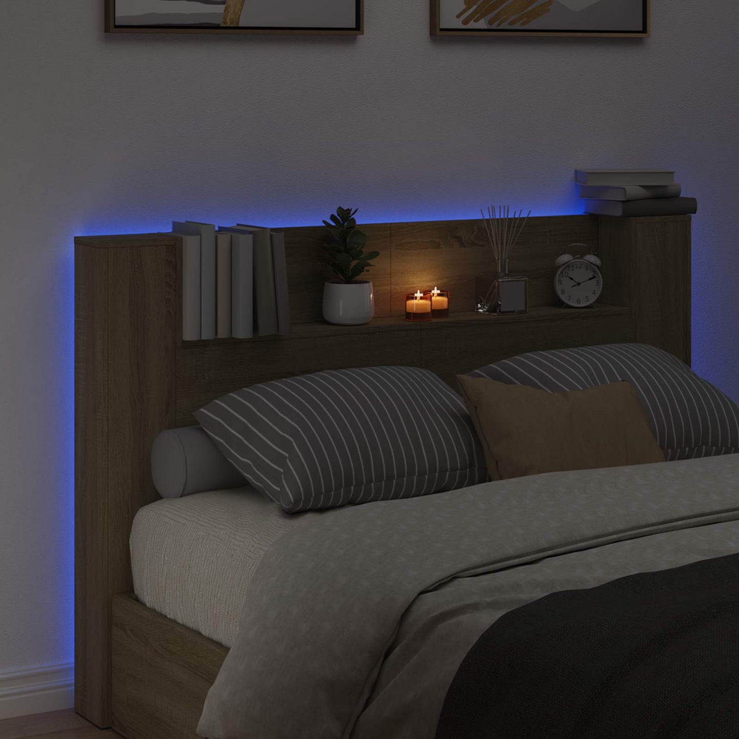 Hodegavlskap med LED med hylle Sonoma 160 x 16,5 x 103,5 cm