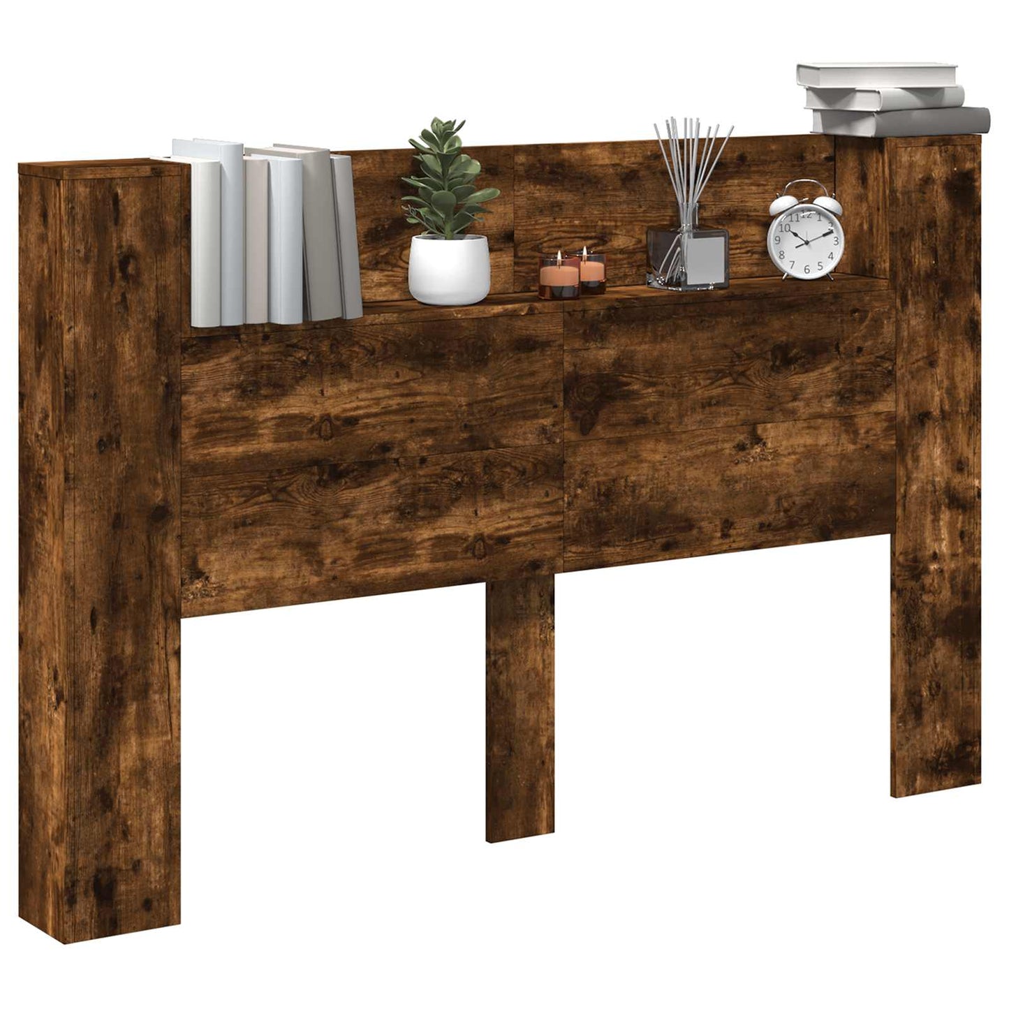 Hodegavlskap med LED med hylle Røkt Eik 160 x 16,5 x 103,5 cm