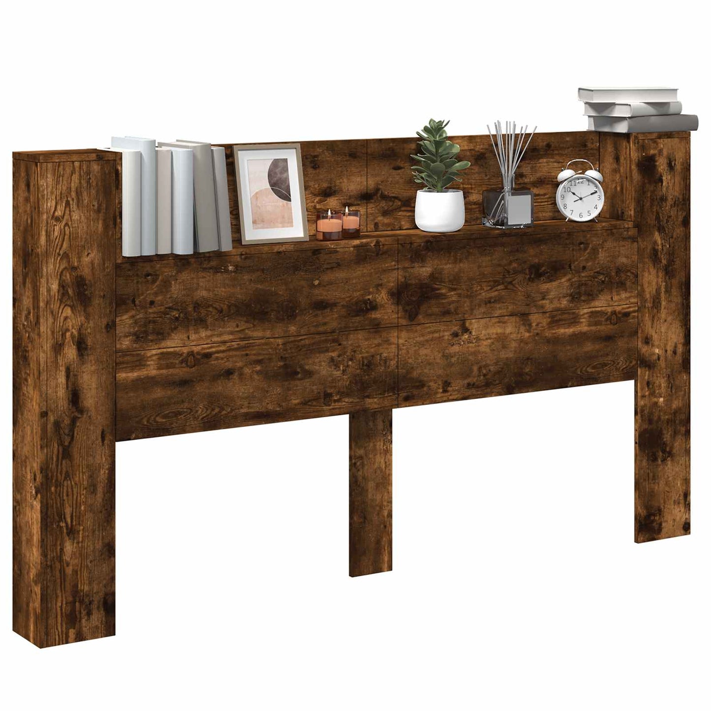 Hodegavlskap med LED med hylle Røkt Eik 180 x 16,5 x 103,5 cm