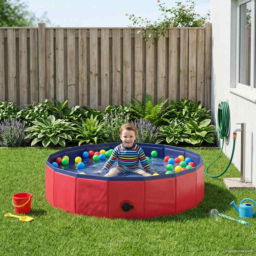 Barnas Svømmebasseng Rød Ø 80 x 20 cm Tykk PVC og Ingeniørtre