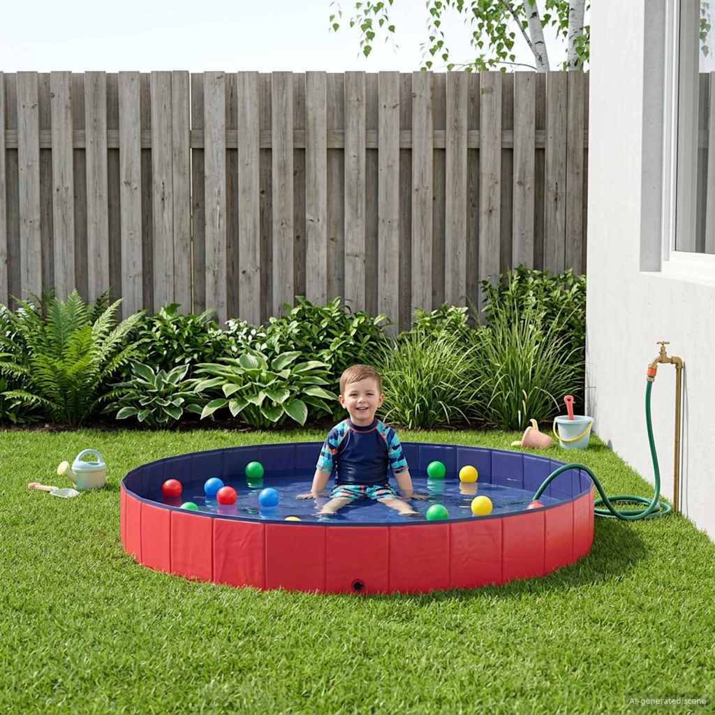 Barnas Svømmebasseng Rød Ø300 x 38 cm Tykk PVC og Ingeniørtre