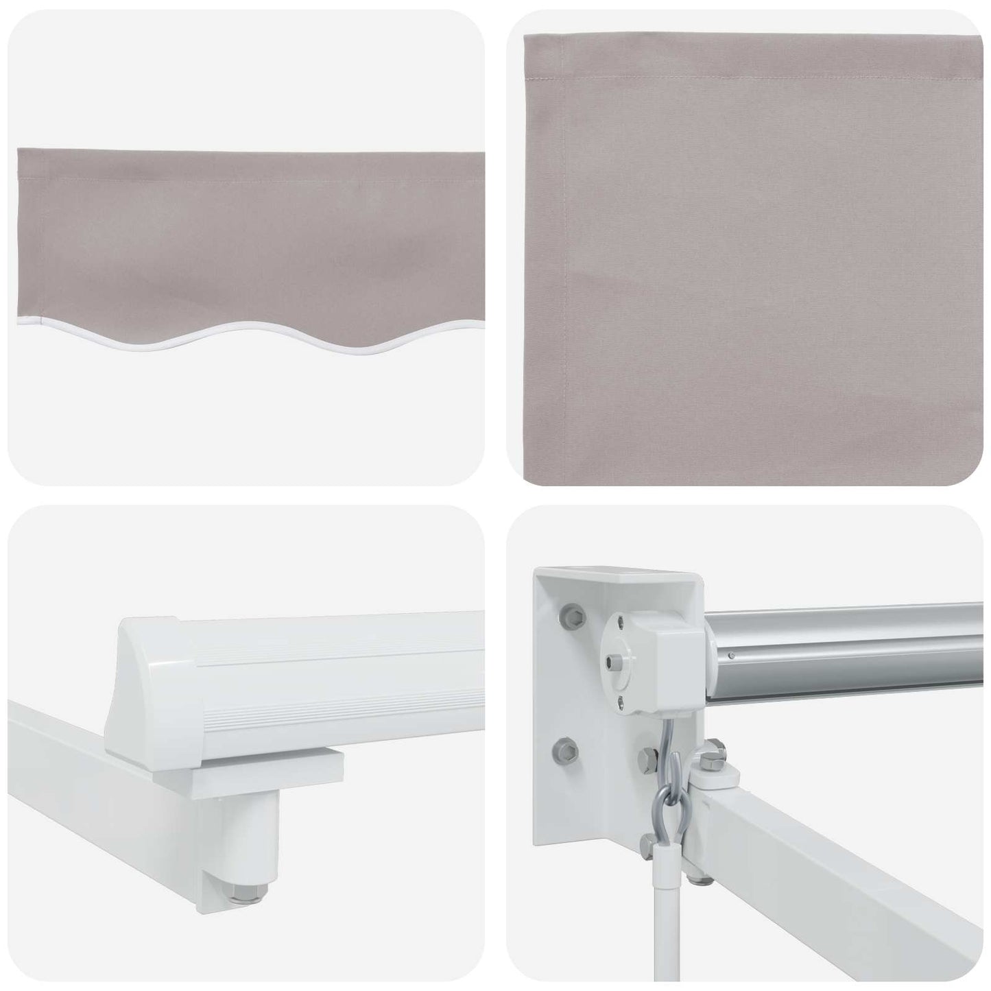 Uttrekkbar markise Lysegrå 4 x 2 m 100% polyester og aluminium