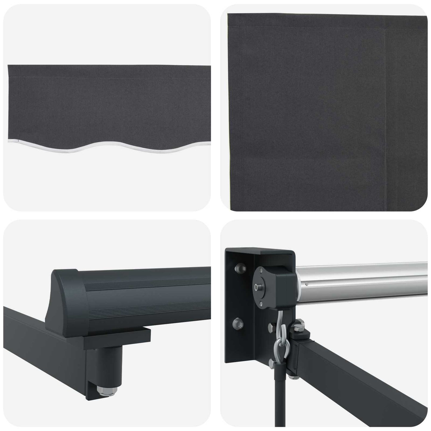 Uttrekkbar markise Antrasitt 2,5 x 2 m