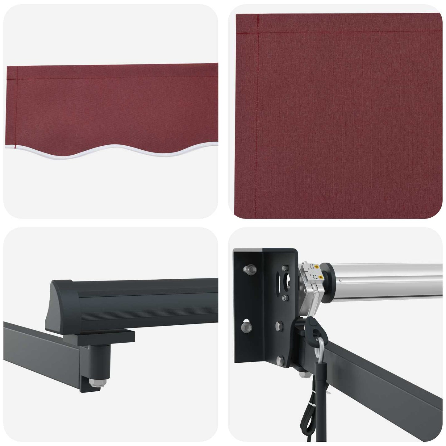 Uttrekkbar markise Burgunder 3 x 2 m Polyester og Metall