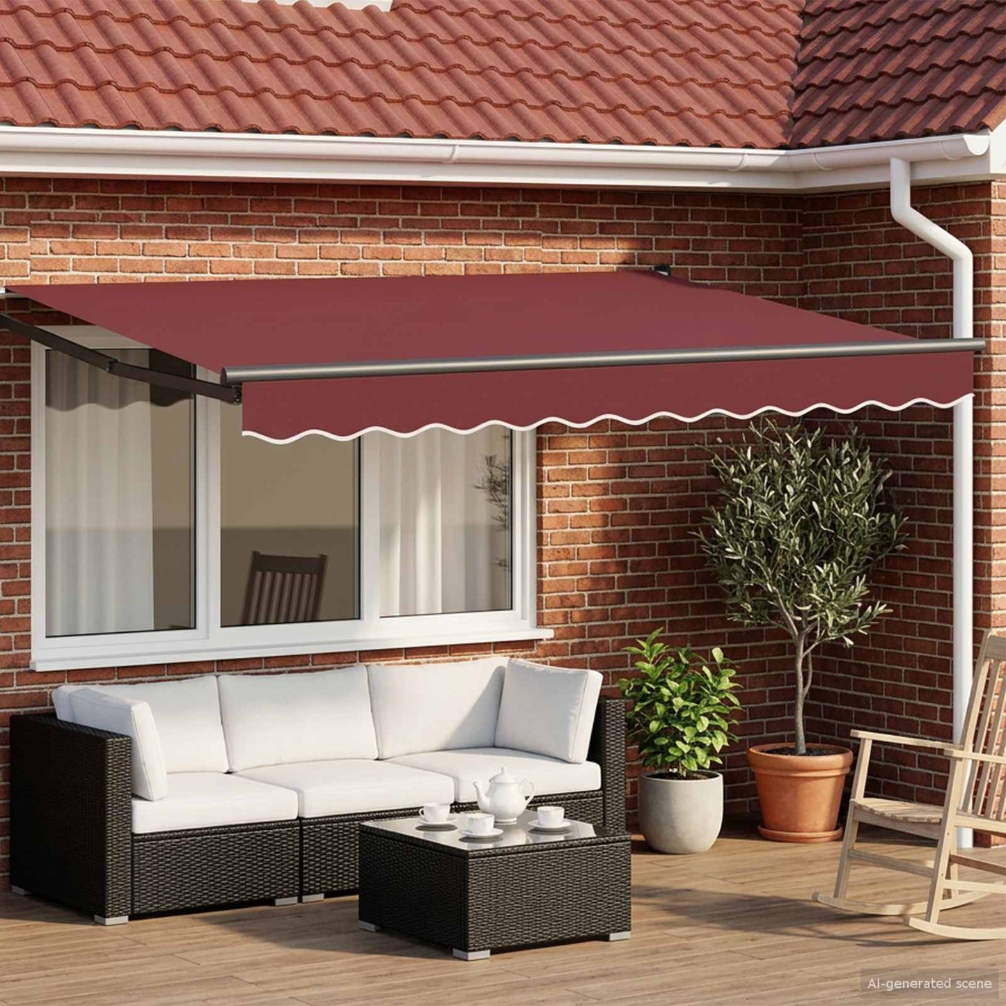 Uttrekkbar markise Burgunder 3 x 2 m Polyester og Metall
