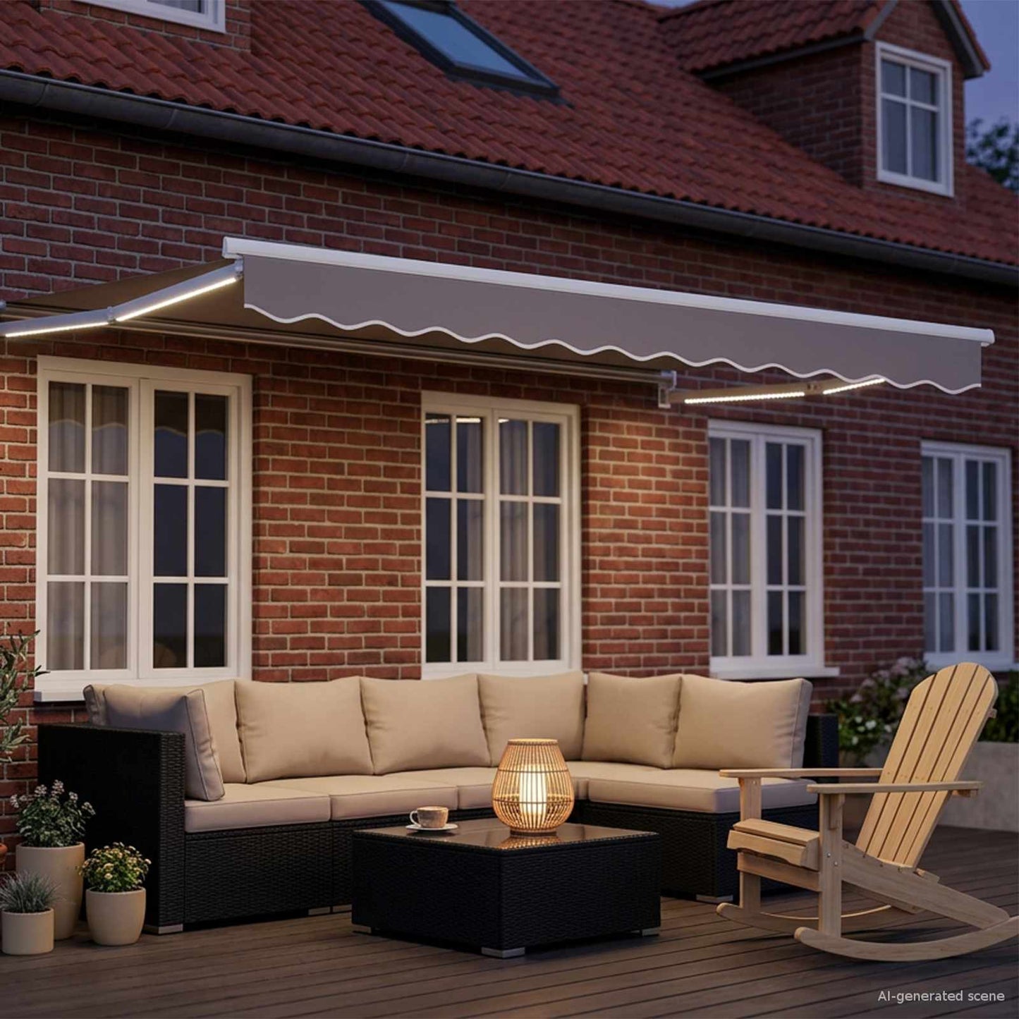Manuell utvidbar markise med LED-lamper 2,5 x 2 m