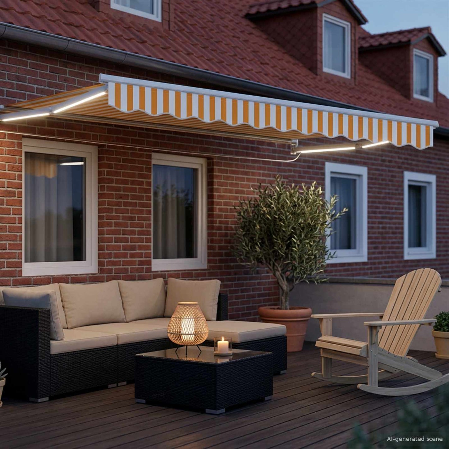 Manuell utvidbar markise med LED-lamper 3,5 x 2,5 m