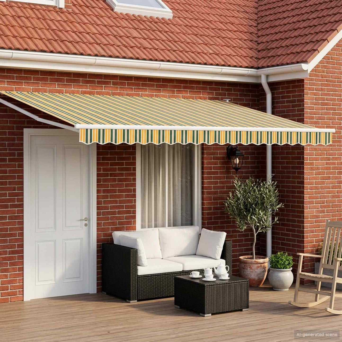 Manuell utvidbar markise med LED-lamper 4 × 3 m