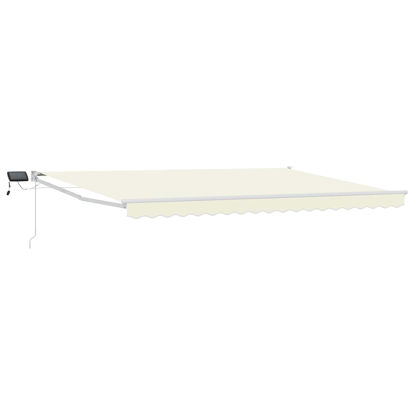 Manuell utvidbar markise med LED-lamper Krem og hvit 5 x 3 m