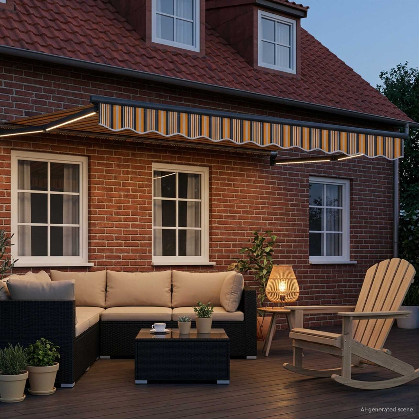 Manuell utvidbar markise med LED-lamper 2,5 x 2 m
