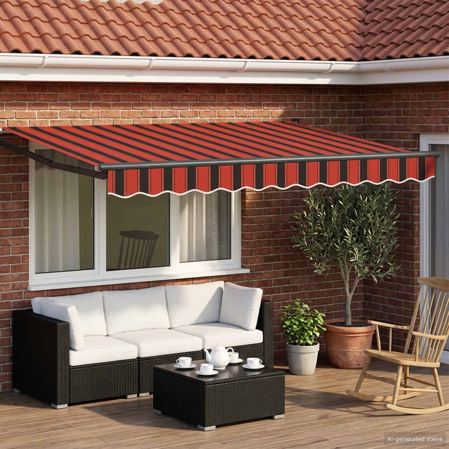 Manuell utvidbar markise med LED-lamper 3 x 2 m