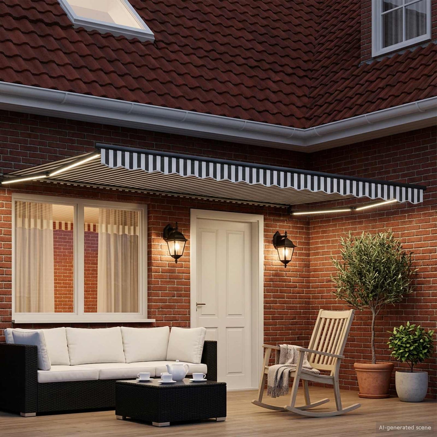 Manuell utvidbar markise med LED-lamper 4 x 2 m