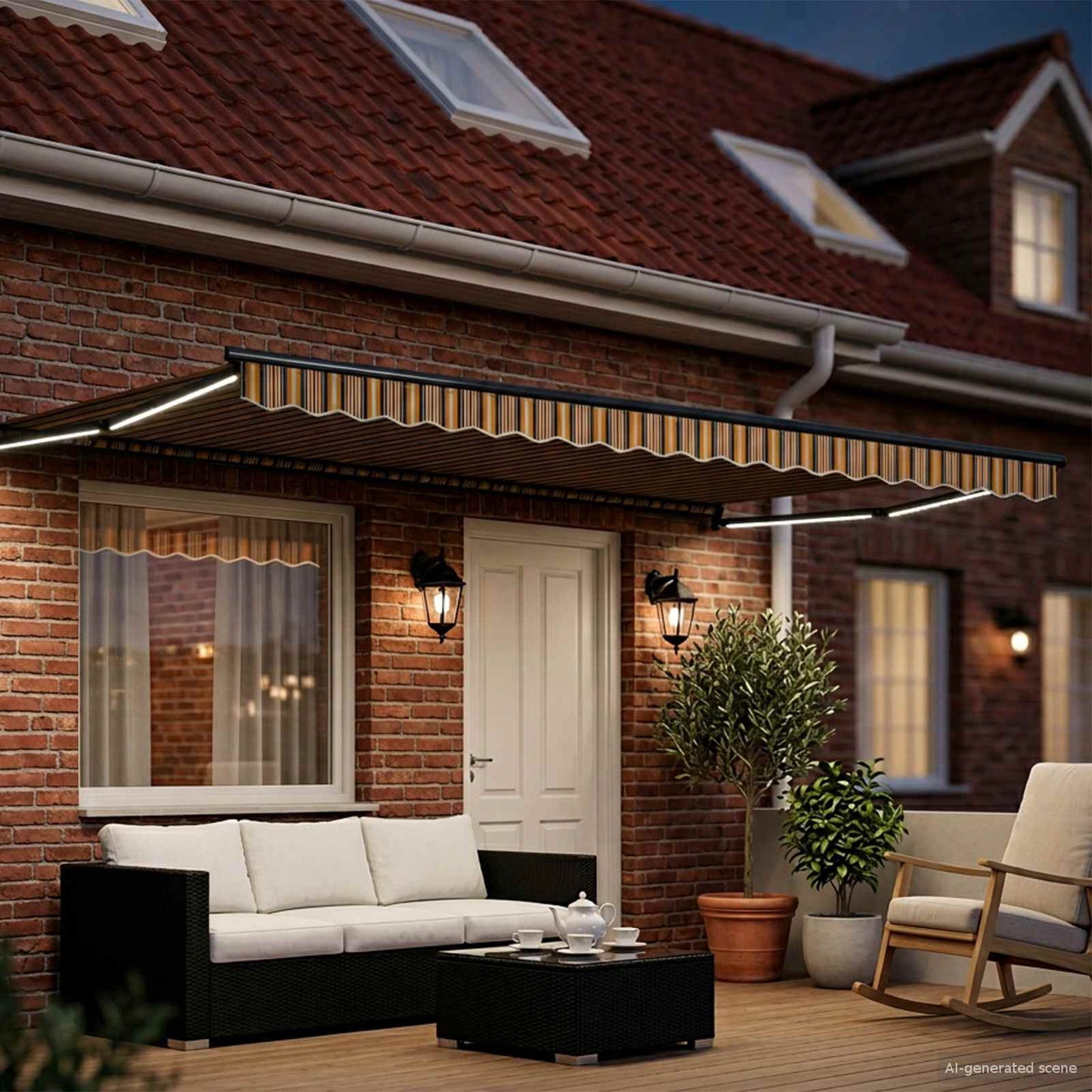 Manuell utvidbar markise med LED-lamper 5 x 3 m