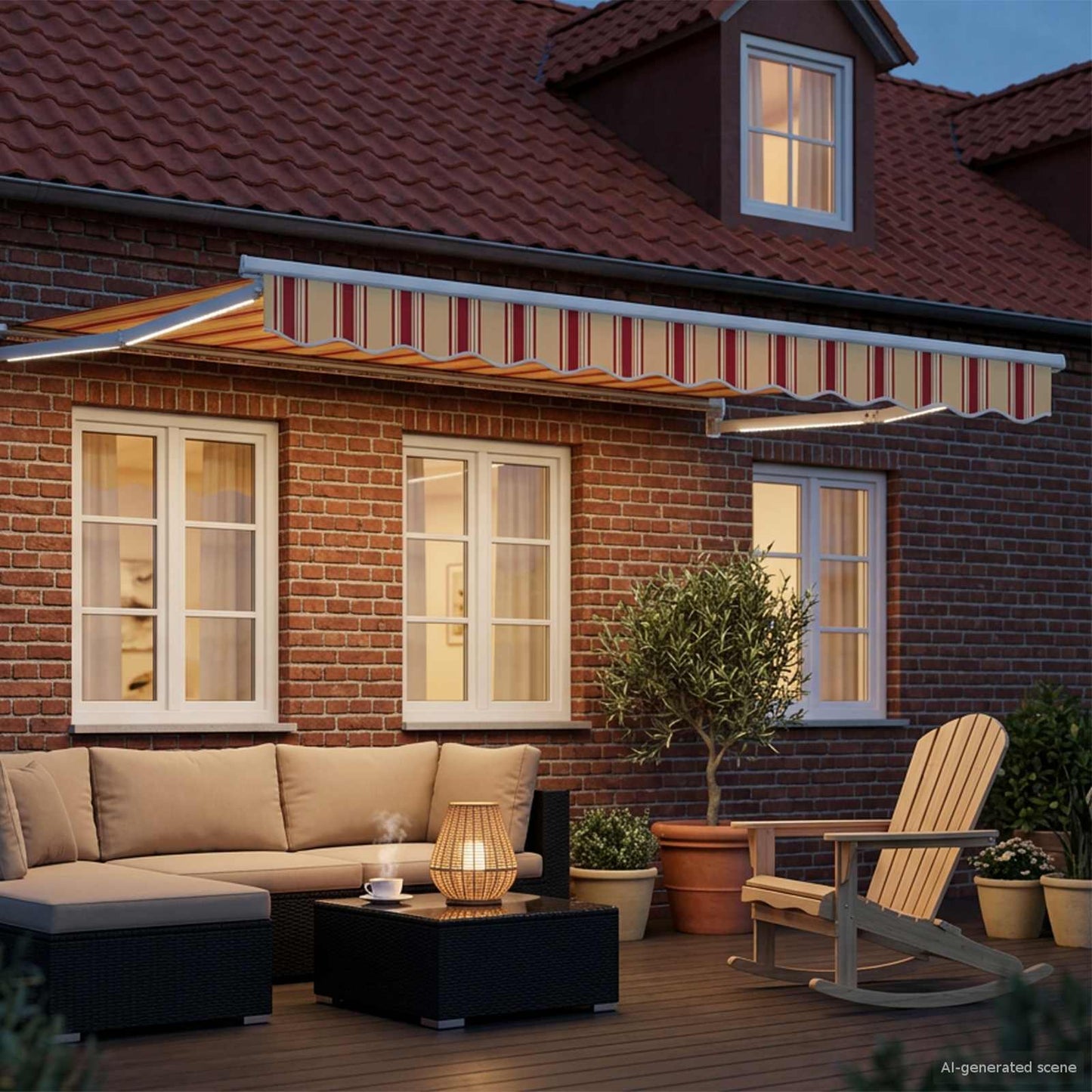 Elektrisk Utrekkbar Markise Flerfarget 3,5 x 2 m