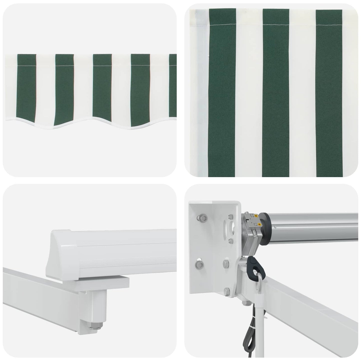 Elektrisk Utrekkbar Markise Grønn og hvit 4 × 3 m