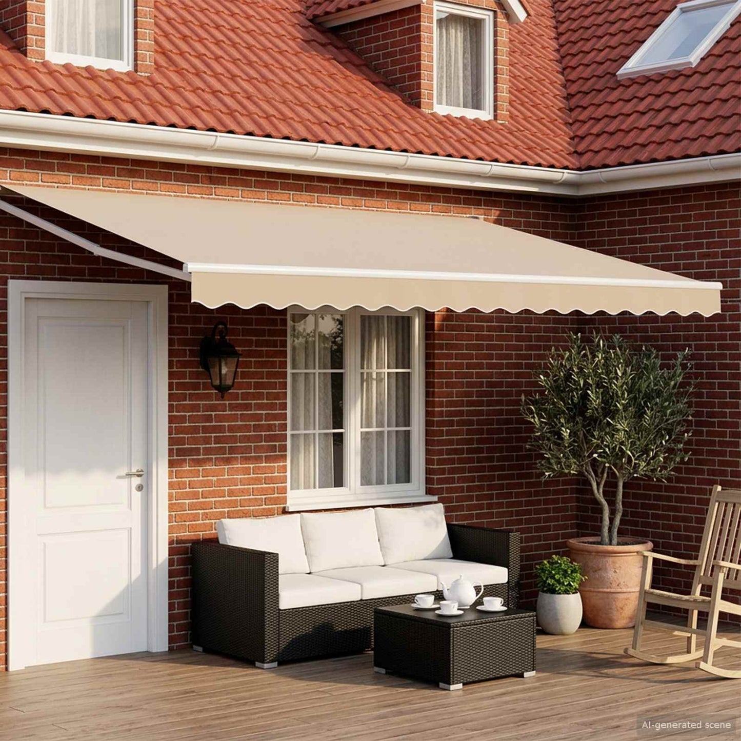 Elektrisk Utrekkbar Markise Beige 5 x 3 m