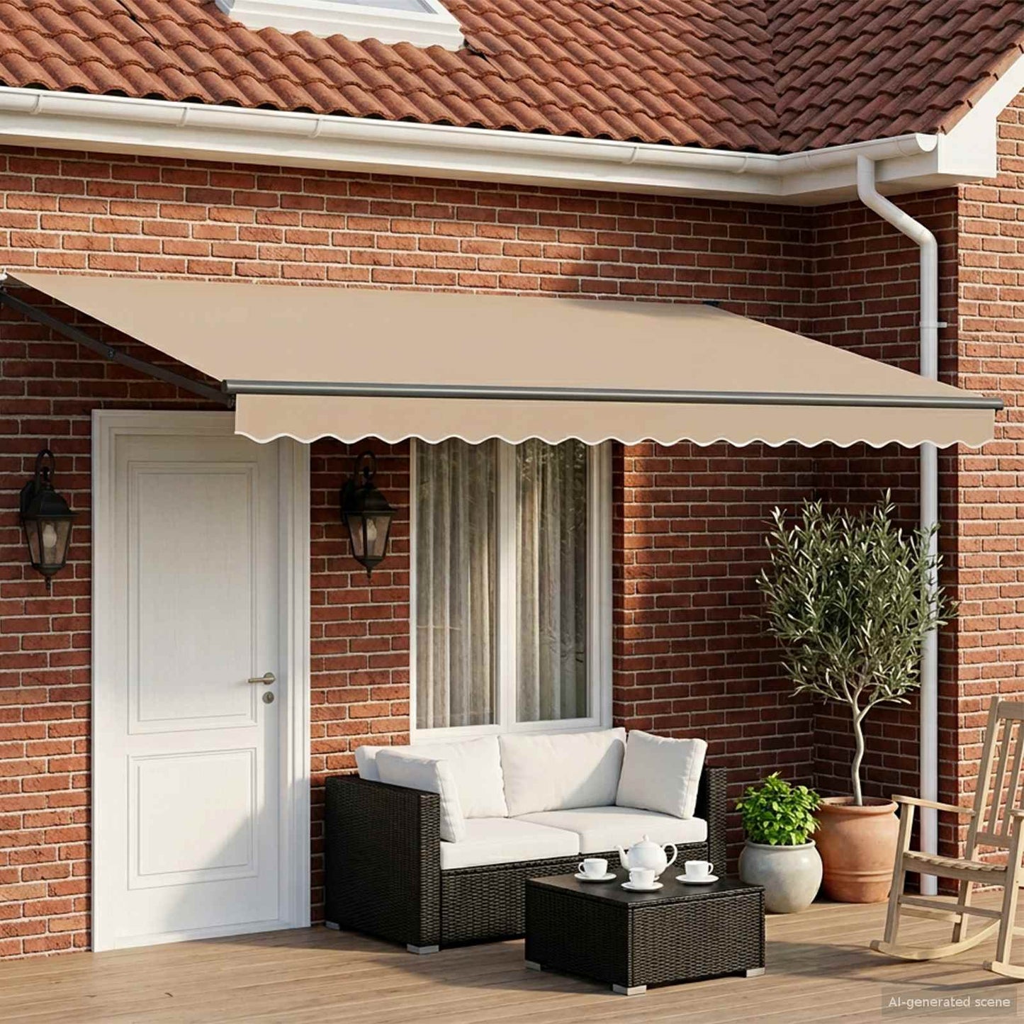 Elektrisk Utrekkbar Markise Beige og Antrasitt 4,5 × 3 m