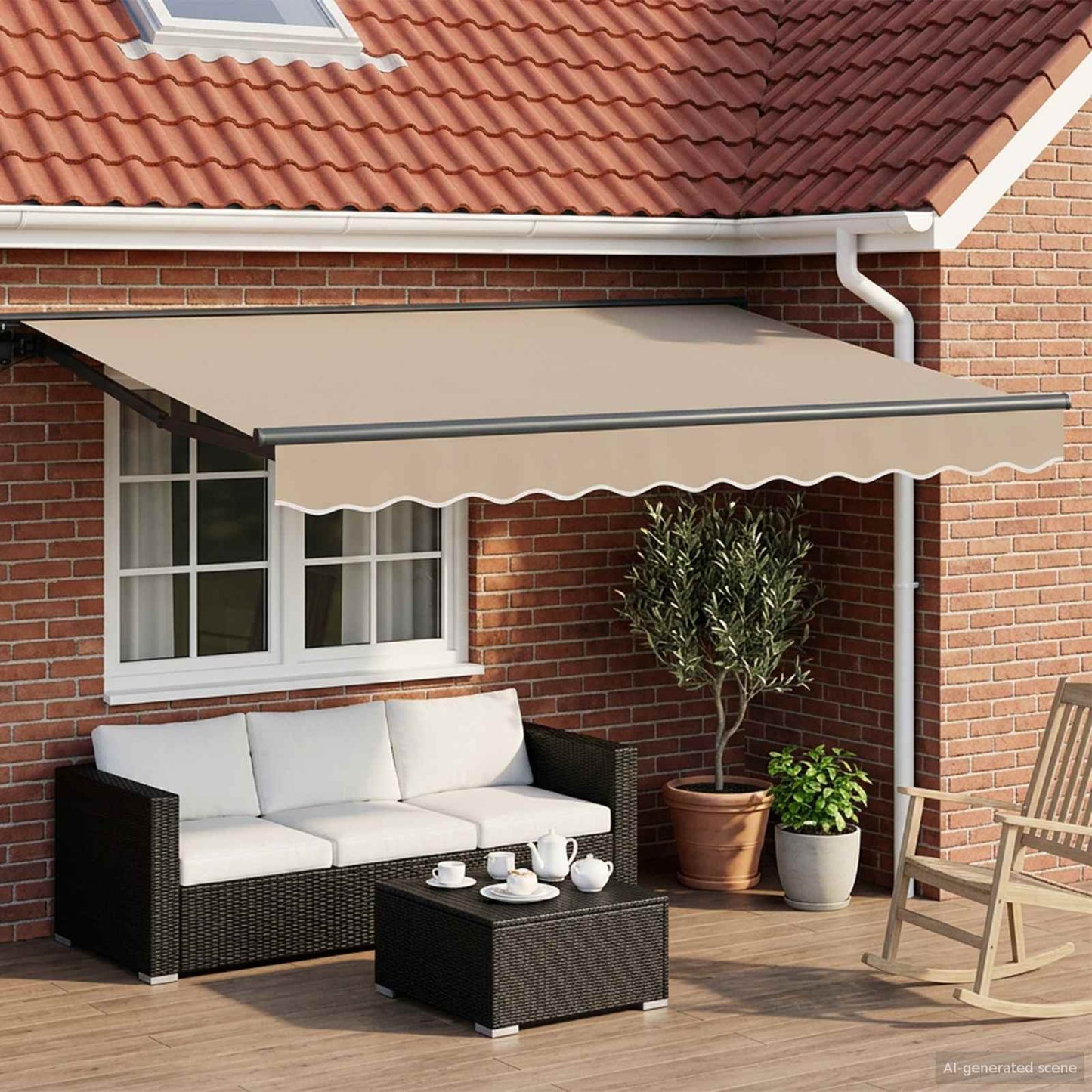 Manuell utskiftbar markise Beige 3,5 x 2 m