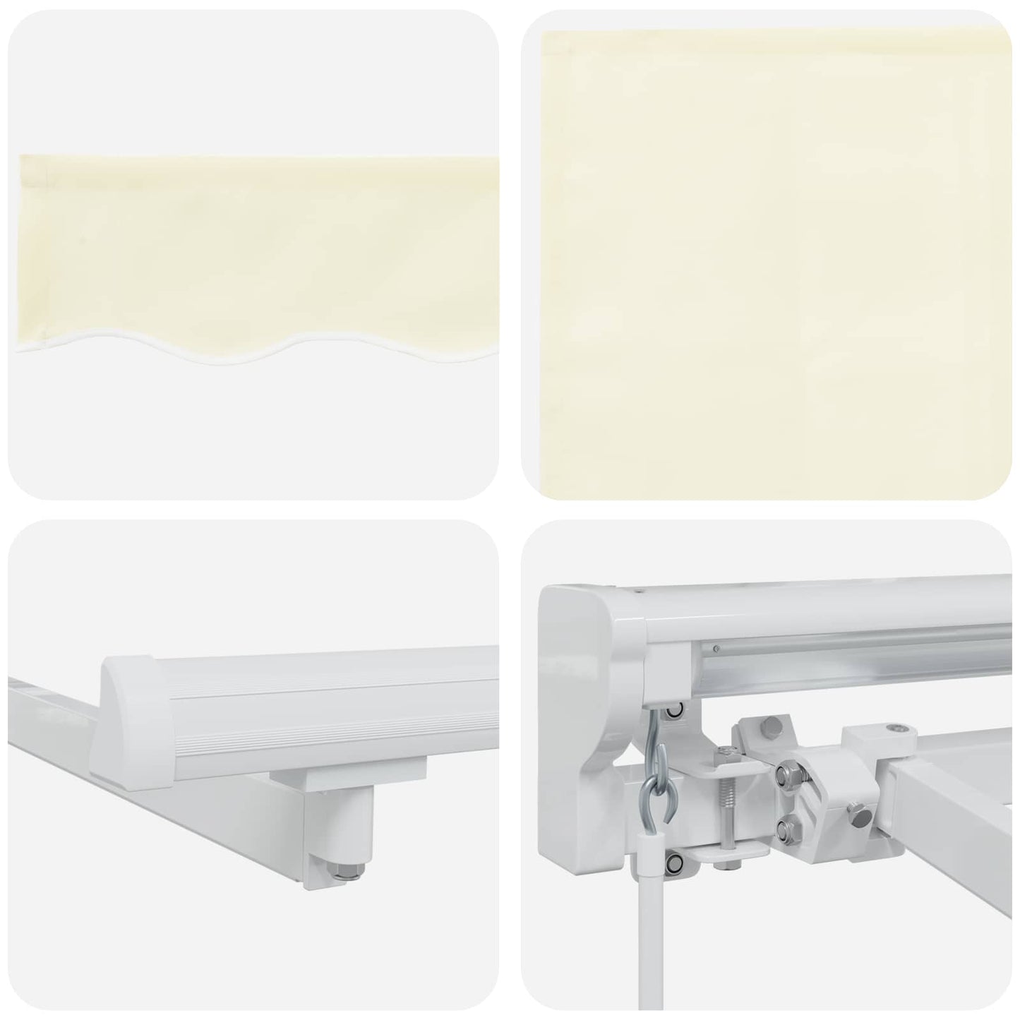 Manuell markiseramme med LEDs Krem og hvit 3,5 x 2 m