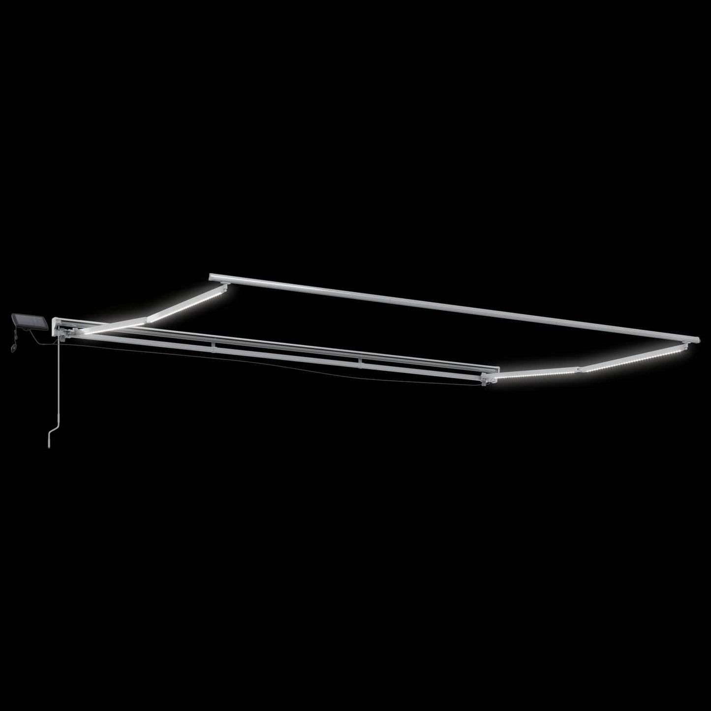 Manuell markiseramme med LEDs Beige og Hvit 4,5 × 3,5 m
