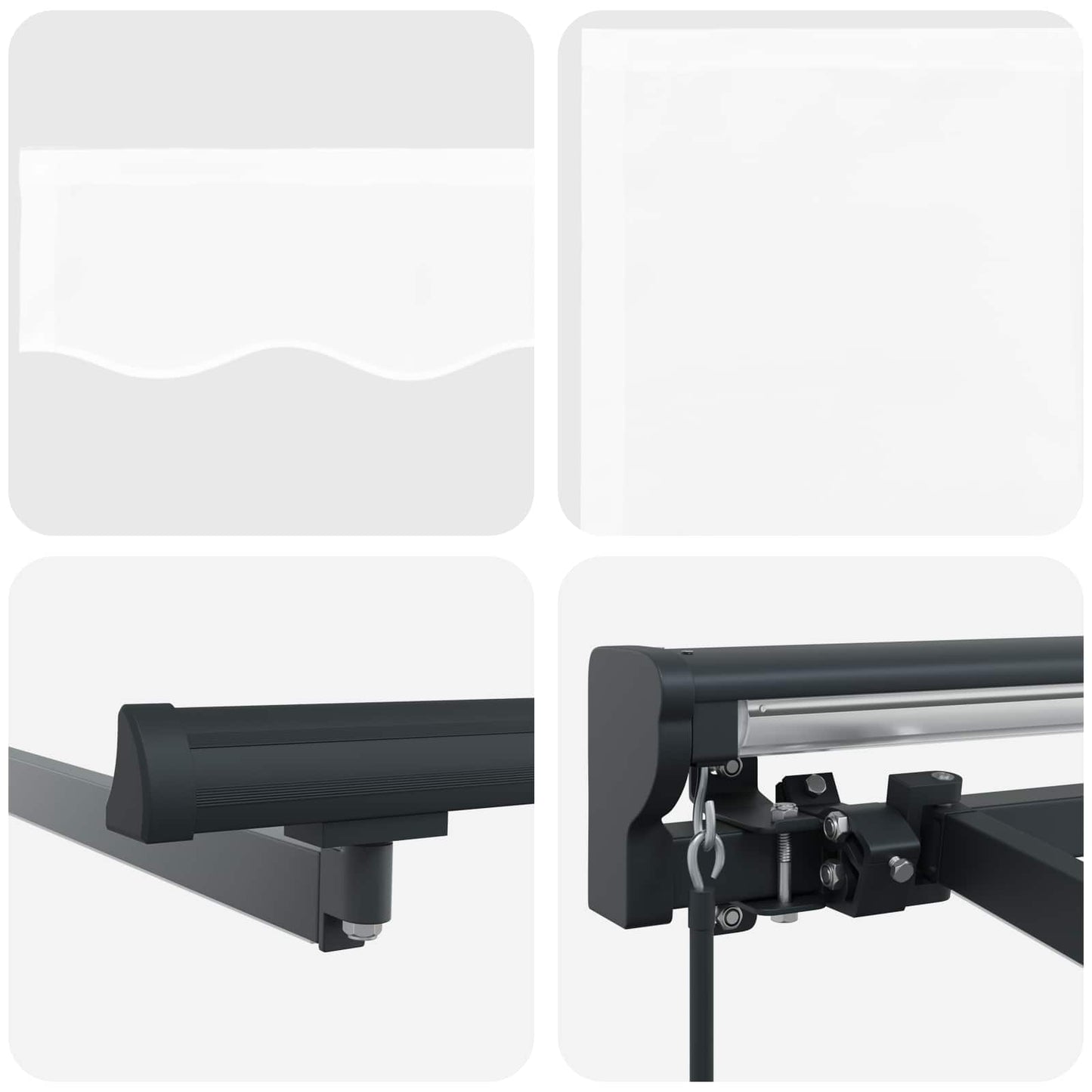 Manuell markiseramme med LEDs Hvit og antrasitt 3,5 x 2 m