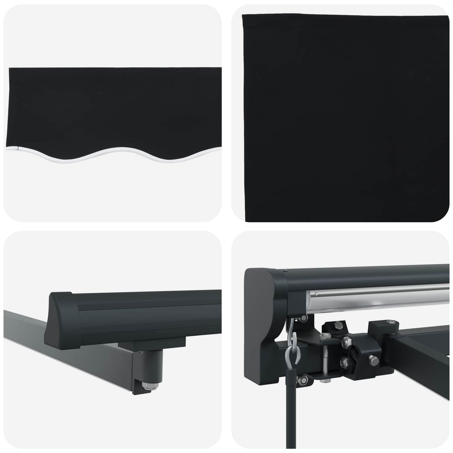 Manuell markiseramme med LEDs Svart og Anthracite 3,5 x 2,5 m
