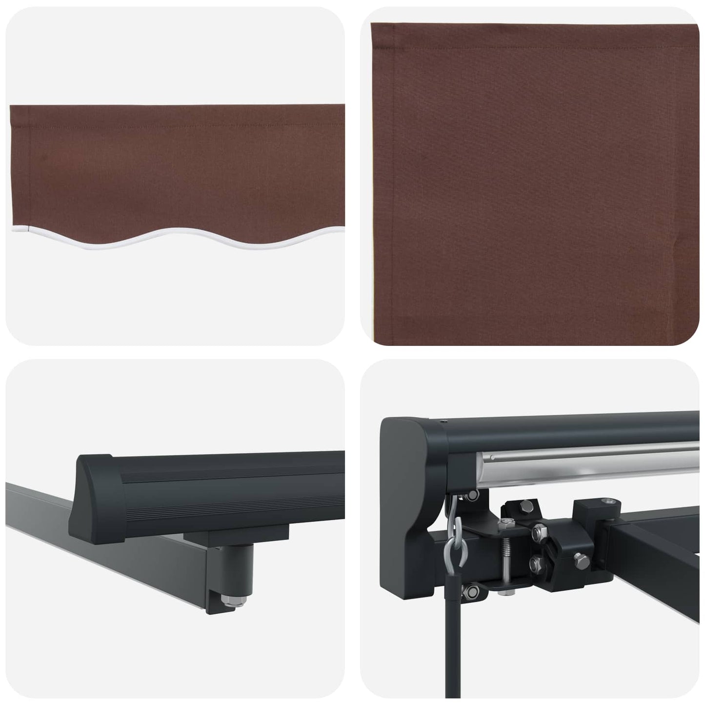 Manuell markiseramme med LEDs Brun og antrasitt 4,5 × 3,5 m