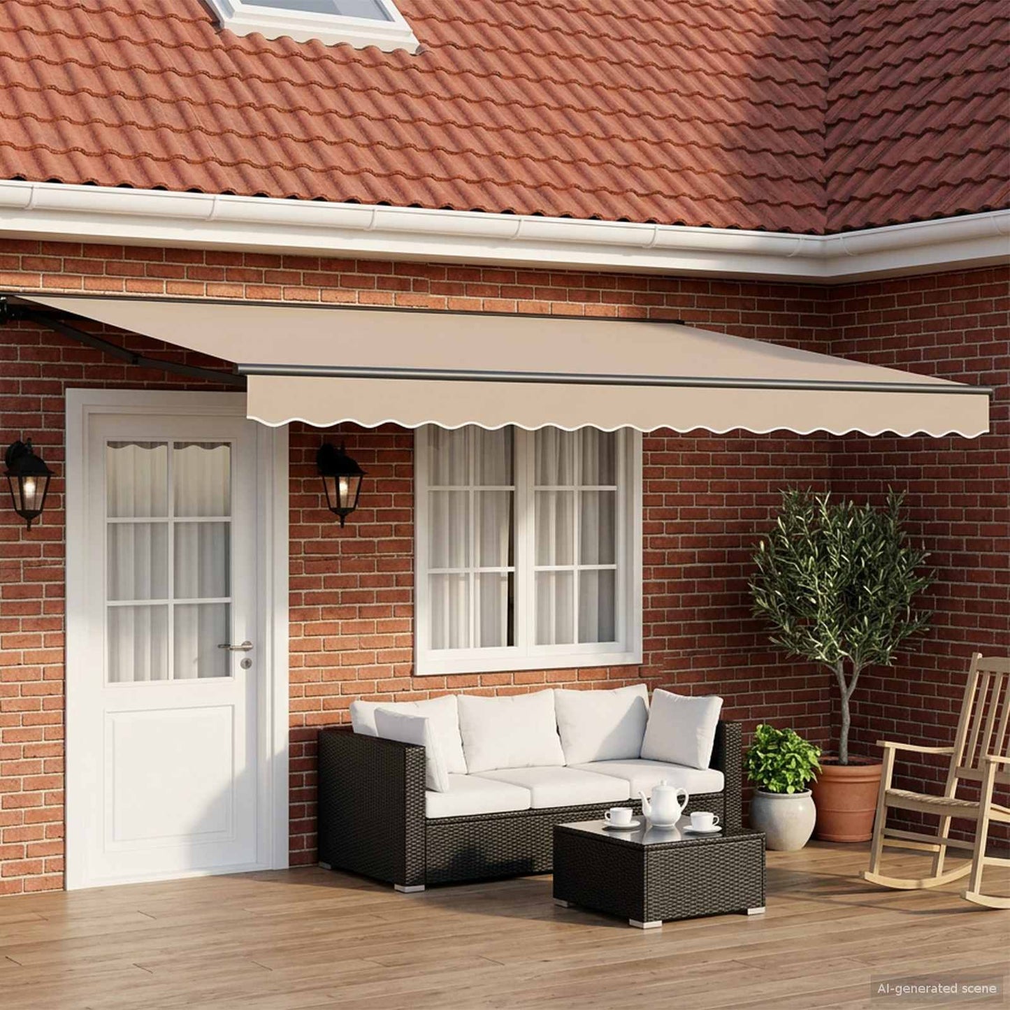 Elektrisk Utrekkbar Markise Beige og Antrasitt 4,5 × 3,5 m