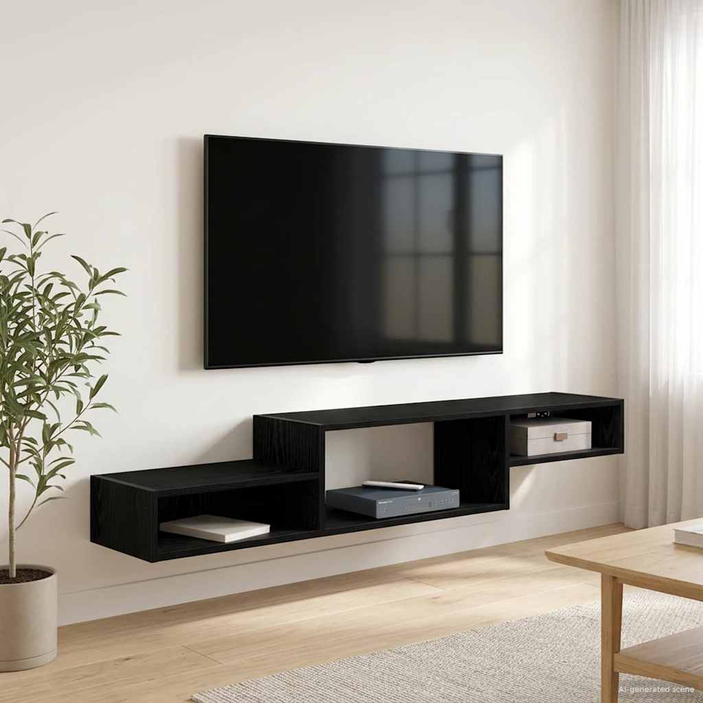 Vegghengt TV-skap Veggmontert Svart eik 150 x 28 x 26 cm